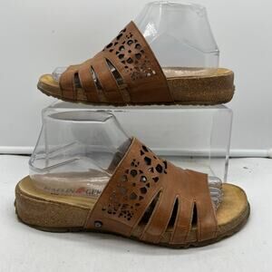 Haflinger Sandals Womens 39 US 8 Donna Slide Brown Slip On Cut Out Casual